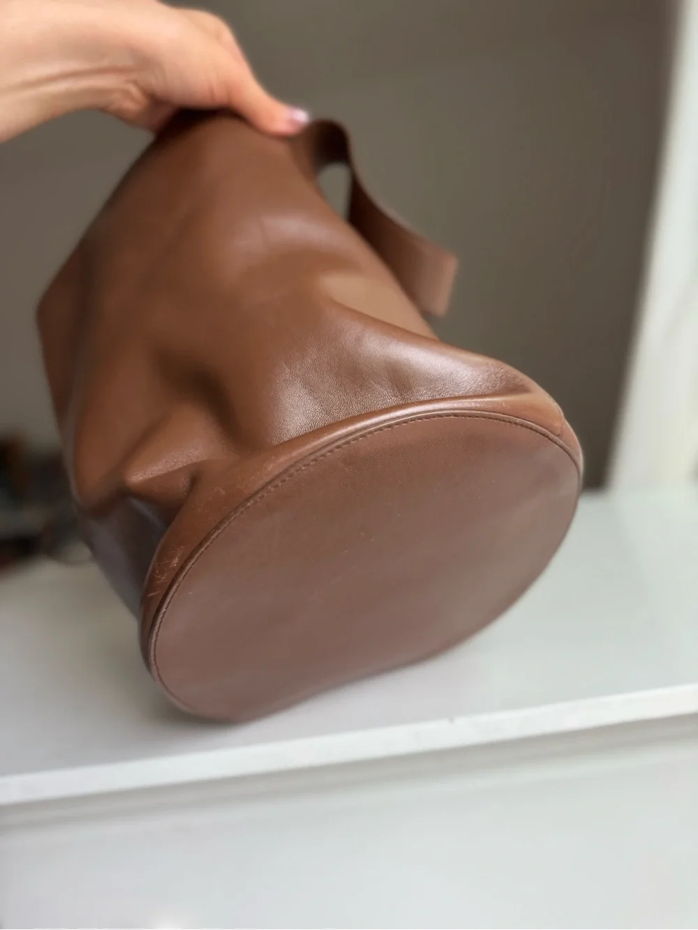 Jil Sander Brown Leather Bucket Bag